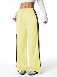 少女休闲针织抽绳腰宽松运动裤 - 杏色 - 查看 5