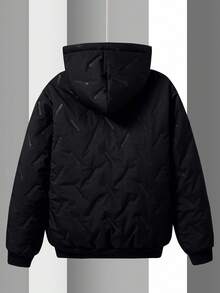 Vacaura Teens' Sherpa Lined Hooded Zip-Up Padded Coat, Fashionable Minimalist Design Suitable For Daily, Outdoor, Commuting Wear Fall Winter - Black - View 2