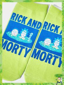 Rick and Morty X SHEIN 1 双字母和卡通图案可爱踝袜 - 彩色 - 查看 2