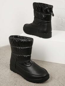 SHUZIA Matte Quilted Shaft Wedge Sole Boots - Black - View 2