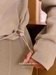 GLOWMODE 莫代尔舒适超柔软光滑宽松剪裁轮廓接缝可调节下摆拉链口袋半拉链套头衫日常休闲装