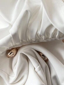 Franclia Women's Solid Color Button Decor Simple Casual Long Sleeve Dress White Blazer Dress White Button Dress Long Sleeve White Dress White Elegant Dress Double Breasted Dress Fall Cloth For Women