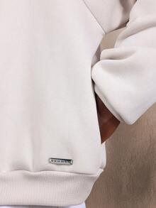 SUMWON Heavyweight Crop Fit Hoodie With Centre Pocket Plain - Apricot - View 5