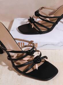 SHUZIA 女式時尚花朵裝飾高跟涼鞋