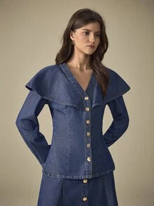 SHEIN Frenchy Minifalda de mezclilla casual de unicolor para mujer - Azul - Ver 5