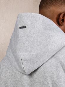 SUMWON Drawstring Hoodie With Centre Pocket And Ribbed Cuffs Plain - Dark Grey - View 6