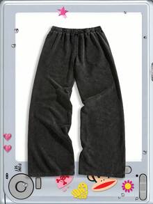 ROMWE MEN Paul Frank X ROMWE Men's Letter & Cartoon Graphic Sweatpants, Comfortable Leisure Wear
