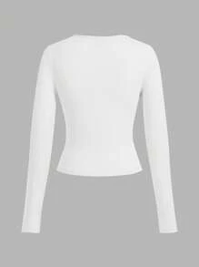 SHEIN EZwear 3-częściowy damski zestaw koszulek z długim rękawem i golfem, w kolorze czarnym/bordowym/białym, jesień/zima - Wielokolorowe - Zobacz 7