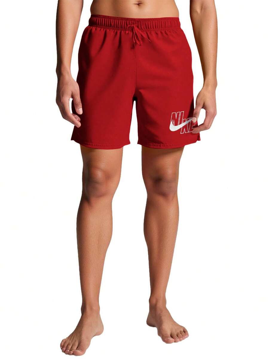 Nike Logo Solid 5" Men's Volley Swim Shorts - Red - View 1