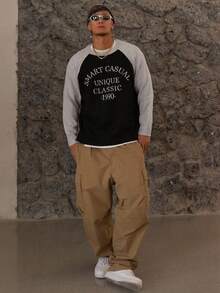 DAZY Pull homme avec manches raglan, empiècement en jacquard et couleurs contrastées, automne - Multicolore - Voir 4