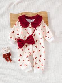 SHEIN 2025年冬季女婴毛绒长袖连体衣 - 彩色 - 查看 8