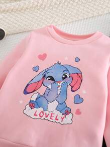 4pcs Sweatshirt & Sweatpants Set,Cute Cartoon Princess Style Young Girl Sweatsuit For School,Winter,Light Pink Fall Clothes,Sports Girls Sweat Set - Black - View 5