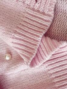 Ceyna Plus Size Women Elegant Solid Color Faux Pearl Decor V-Neck Loose Cardigan, Autumn/Winter Fall For Women, Pink