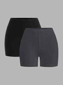 SHEIN EZwear 2 件套百搭紧身女式短款打底裤，适合夏季