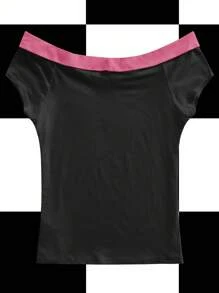 Y2Kool BiGraphic Camiseta de hombros descubiertos con estampado de ángel y demonio en estilo punk goth Y2K, ropa de calle sexy para otoño, fiesta de Halloween y eventos, tops de salida a juego, ropa casual Y2K para mujeres, tops de anime, colección de ropa de mujer con estilo, atuendos de Año Nuevo