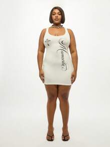 SUMWON Đầm mini chữ thập Gothic cánh thiên thần cỡ lớn không tay kiểu dáng bó sát, thiết kế dự tiệc, câu lạc bộ đêm - trắng - Xem 5