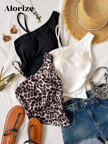 青少年女孩休闲三件套，不对称下摆背心，度假 - 彩色 - 查看 1