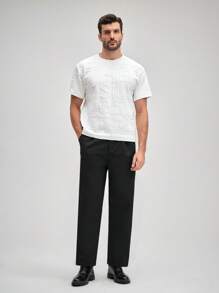 Officeau 男士休闲口袋阔腿宽松裤，Old Money 男士正装裤，春夏款 - 黑色 - 查看 3