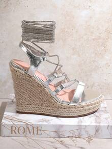 SHUZIA 女式時尚楔型跟厚底涼鞋 - 銀色 - 查看 6