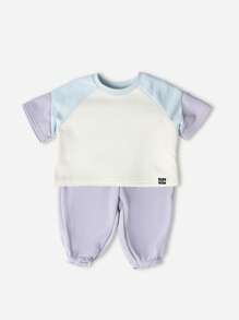 SUMWON Baby Girls Casual Summer Co-Ord Set Future Athletic Champions Raglan T-Shirt With Jogger Pants Outfit Fall - Mauve Purple - View 2