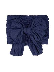 Irokai Women's Solid Color Bow Decor Ruffle Yukata - Navy Blue - View 1