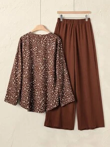 Rusticease 女式碎花印花衬衫和裤子两件套 - 彩色 - 查看 2