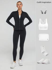 GLOWMODE FeatherFit™ Slim-It Streamline Performance Secure Pockets Zip Up Long Sleeve Jacket Low Impact Yoga Daily Fall