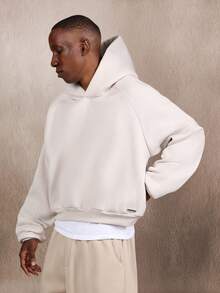 SUMWON Heavyweight Crop Fit Hoodie With Centre Pocket Plain - Apricot - View 1