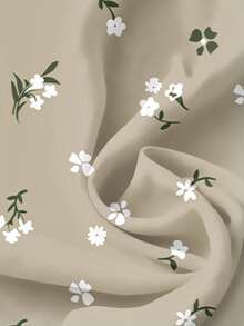 EMERY ROSE Áo sơ mi nữ cổ chữ V họa tiết hoa, kiểu dáng thường ngày, thích hợp cho mùa hè, áo kiểu thanh lịch cho nữ, phong cách thường ngày. - Màu Khaki - Xem 4