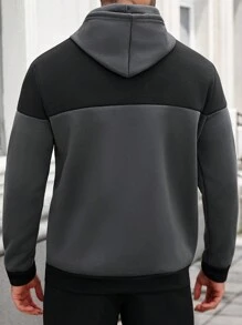 Manfinity CasualCool Herren Große Größen Lässiger Alltags-Pendler Sport Kontrast Farbe Tasche Kordelzug Kapuzenpullover Sweatshirt, Herbst/Winter