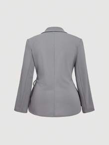 SHEIN MOD Women's Grey Blazer With Side Lace-Up | Casual Suit Jacket | Elegant Lapel Officewear | Street Style | Autumn Spring Fashion/Plus Size Women Gray Blazer Jacket With Side Tie,Plus Size Simple Casual Commuter Vintage Tie-Up Decor Blazer Winter Fall