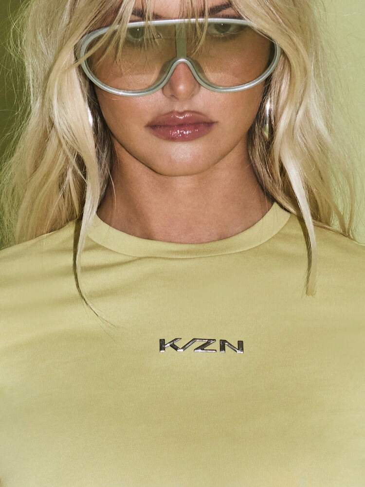 KIZN Fitted Crop Baby Tee With Logo Print