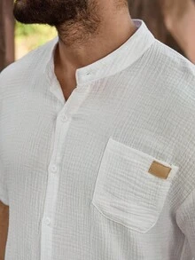 Genlund Herren Set aus Hemd mit Stehkragen und Kurzarm und Hose mit Kordelzug Taille - Verschiedenfarbig - Übersicht 7