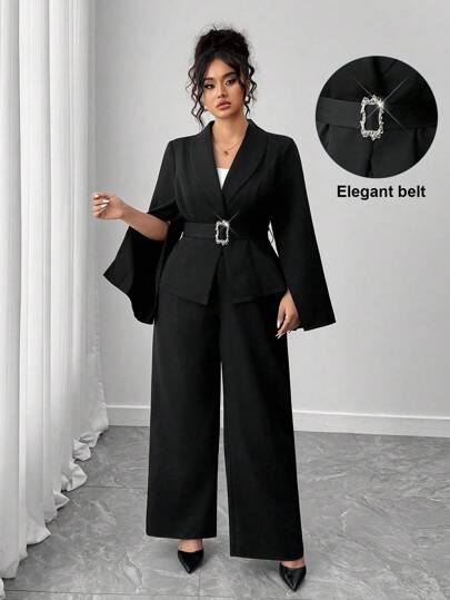 Elenzga Never Out Of Style: Gothic Prep With A Wednesday Twist. Embrace Your Inner Shadow Dark Feminine Fashion. Plus Size Women's Elegant Party, Commute, Date 2-Piece Suit Set, Suitable For Back To School, Graduation, Valentine's Day, Music Festival, Mother's Day, Halloween, Thanksgiving, Easter, National Day, Prom, Date Party, Wedding Season, Outdoor Excursion Fall Cloth For Women Autumn