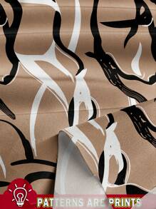 SHEIN Clasi 女式休闲不对称条纹 V 领无袖上衣，适合夏季 - 卡其色 - 查看 3