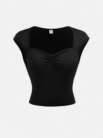 Tween Girl 纯色褶皱胸围甜美女孩学校休闲耸肩 T 恤，适合返校、可爱、假日家庭户外秋季野餐、日常穿着