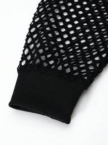 SHEIN ChillGRL 3pcs/Set Girls Casual Street Style Mesh Long Sleeve Crop Top, Minimalist Sleeveless Tank, And Star Print Wide Leg Pants, Suitable For Outing And Gathering