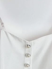 Franclia 女士白色珍珠纽扣领带荷叶边下摆吊带背心