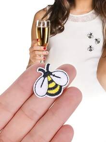 12pcs White Bumble Bee Embroidered Iron-On Patches For DIY Sewing And Crafts - Yellow - View 2