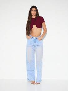 KIZN Top corto de manga corta con frente recogido en espiral, estilo de festival de verano, casual, esencial de todos los días, moda minimalista, declaración de moda, fiesta, club