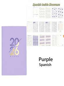 SHEIN 2026 年每日计划本、365 天日历笔记本、时间管理日记本（英语、西班牙语、葡萄牙语）、学校用品、返校 - 彩色 - 查看 13