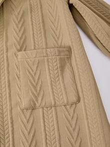 SHEIN Explorewe HYPEME Zestaw dla dziewczynek w wieku 1/2 lat, płaszcz midi z kieszeniami w kolorze khaki i kombinezon bez rękawów, 2 części, strój na co dzień, odpowiedni na wyjścia, podróże i wakacje - Kolor khaki - Zobacz 7