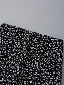 EMERY ROSE Solid Lang Sleeve Body & Ditsy Floral Split Thigh Skirt Fall Cloth For Women - Multicolor - View 8