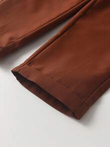 SHEIN 小男孩休闲纯色长裤，单纽扣装饰，斜插口袋，松紧腰设计，适合日常穿着、旅行、派对、度假，百搭时尚 - 鏽棕色 - 查看 6