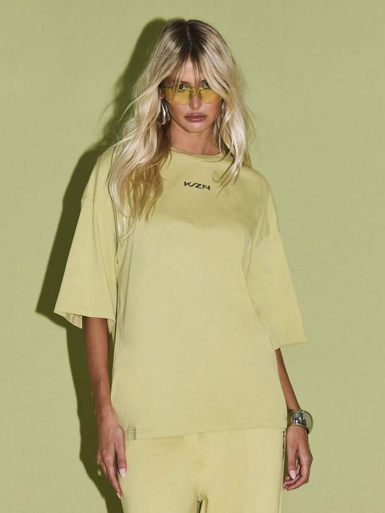 KIZN T-shirt oversize à épaules tombantes avec logo imprimé