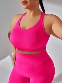 SHEIN Sports 3pcs Plus Size Seamless Sports Bras, Multi-Color Combo - Multicolor - View 5
