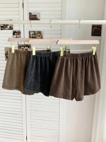 Comfortcana Quần short thường ngày in hoa tuyết cạp chun cỡ lớn cho nữ, mùa hè - Màu nâu  Mocha - Xem 2