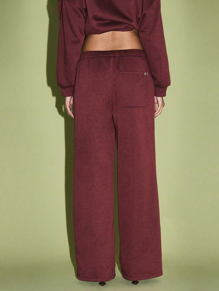 KIZN Pantalones deportivos de pierna ancha con cordón y bolsillos laterales