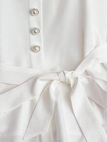 Franclia 女士白色珍珠纽扣领带荷叶边下摆吊带背心