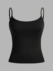 SHEIN EZwear 女式紧身吊带背心，无袖短款上衣，黑色、灰色、酒红色，性感合身，适合夏季 - 彩色 - 查看 7